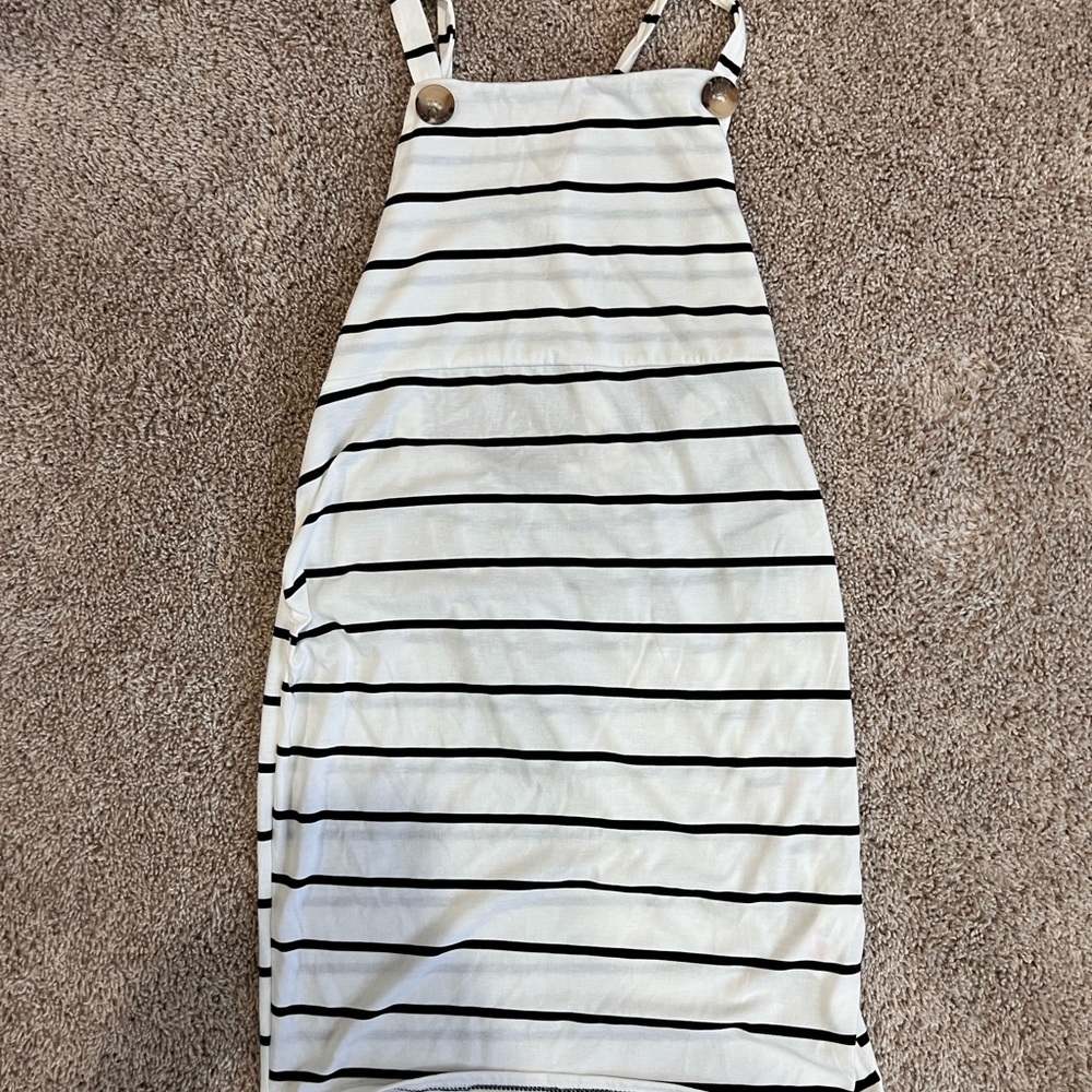 Boohoo Black and White Striped Mini Dress
